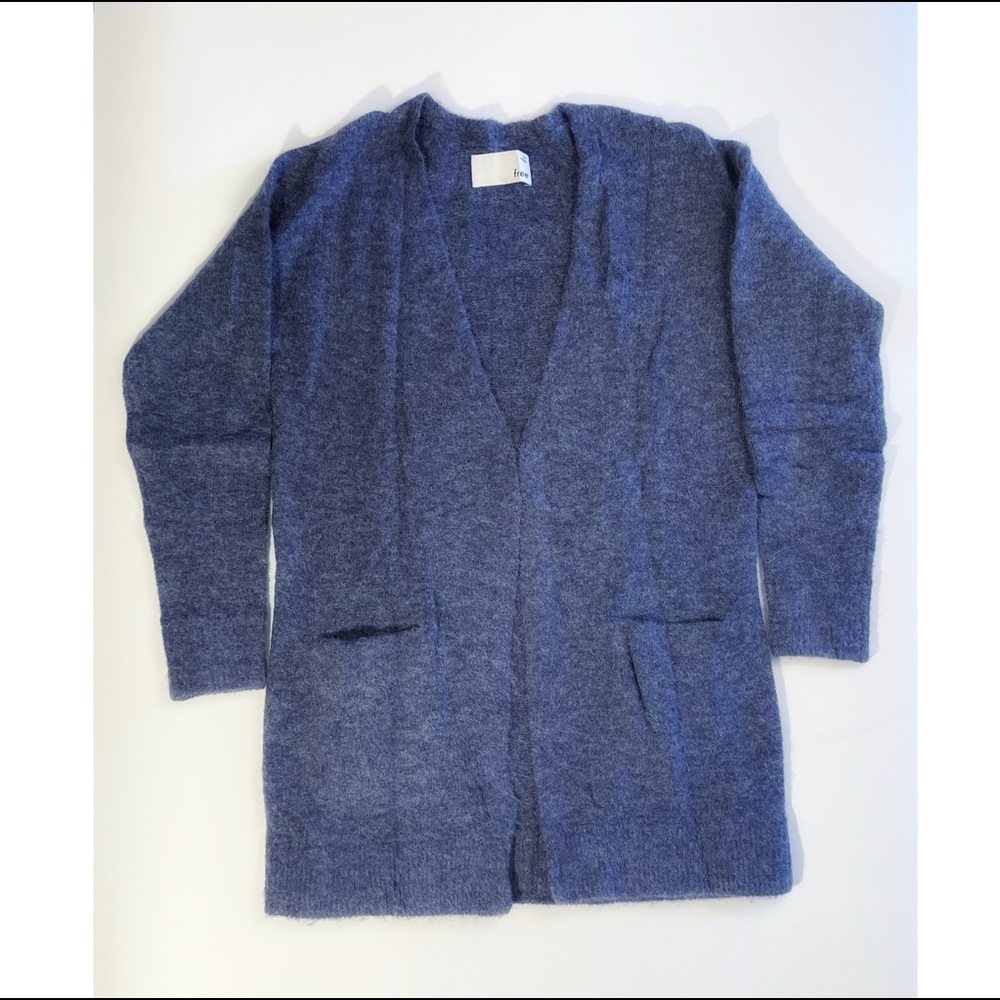 Aritzia Wilfred Free Heather Periwinkle Blue Open Vneck Cardigan